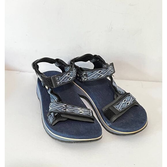 Vintage 2002 Y2K Teva Black Blue Batik‎ Unisex Classic Sandals Sz EU38.5/M7/W9 - Picture 1 of 4